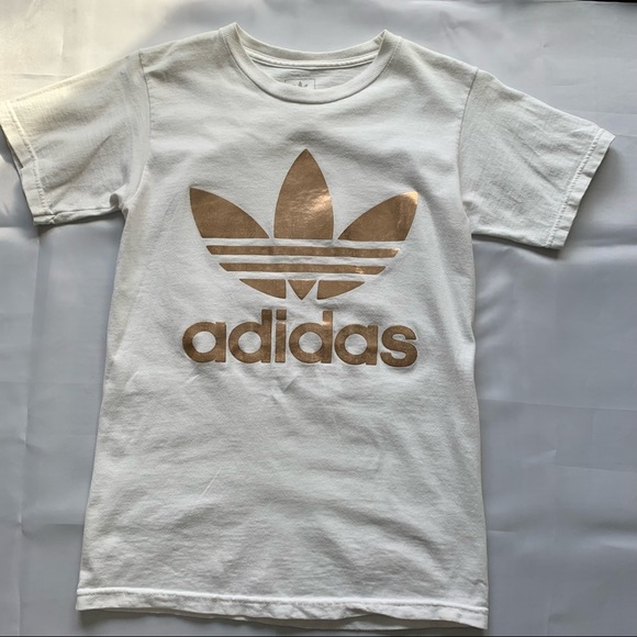 SUMMER CLEARANCE - adidas Rose Gold Trefoil, Reverse Logo on Back, White sz XS - Picture 6 of 9